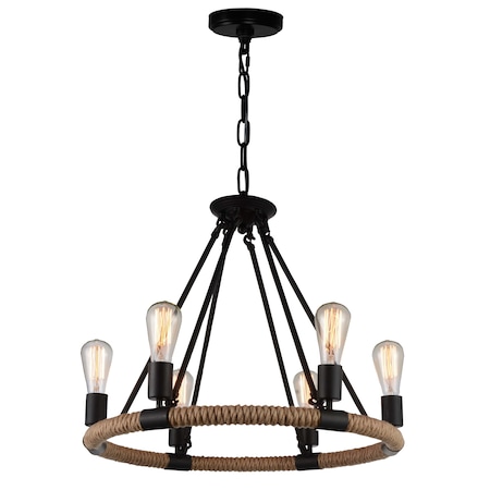 Cwi Lighting Ganges 6 Light Up Chandelier With Black Finish 9671P25-6-101